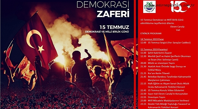 15 TEMMUZ ETKİNLİK PROGRAMI BELLİ OLDU