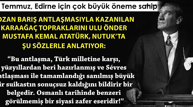 BUGÜN TÜRKİYE CUMHURİYETİ’NİN TAPUSUNUN KAZANILDIĞI GÜNDÜR