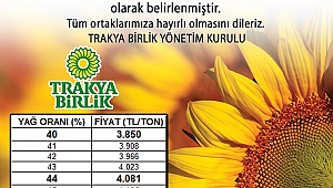 AYÇİÇEK ÖNALIM FİYATINI AÇIKLADI