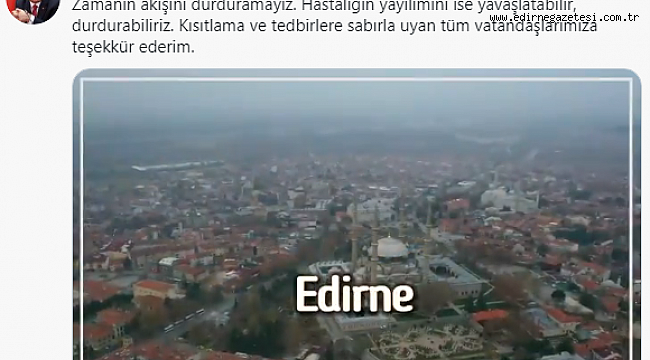 BAKAN KOCA’DAN EDİRNE’YE TEŞEKKÜR