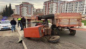 TRAKTÖR DEVRİLDİ:1 YARALI