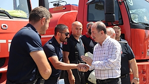 MİLAS'TAN DÖNEN İTFAİYECİLER TÖRENLE KARŞILANDI 
