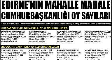 MAHALLE MAHALLE OY SAYILARI