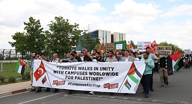Trakya Üniversitesinde İsrail'in Refah'taki kampa saldırısı protesto edildi