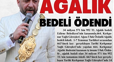 AGALIK BEDELİ ÖDENDİ