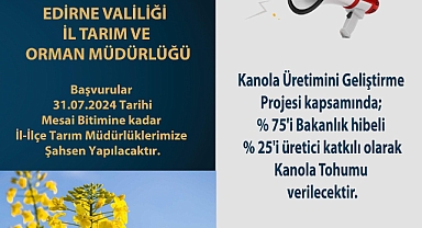 Kanola üretene yüzde 75 destek devletten