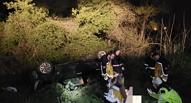 Şarampole devrilen otomobildeki sürücü öldü