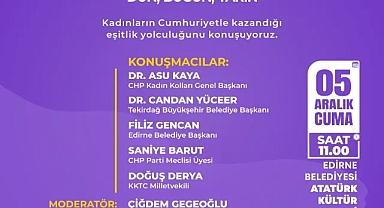 EDİRNE BELEDİYESİ’NDEN “CUMHURİYET VE KADIN HAKLARI” PANELİ