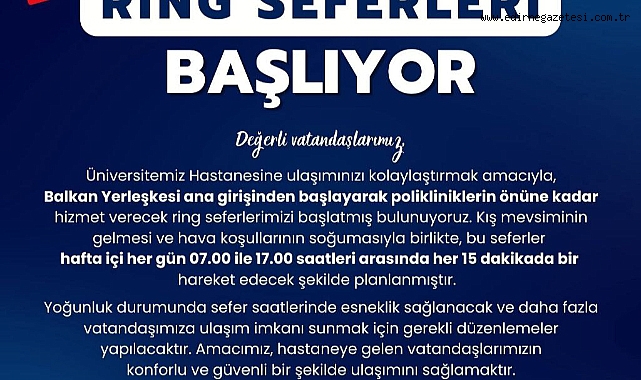 Hasta Vatandaşlara Ücretsiz Ring Seferleri Başlıyor