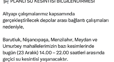 Planlı Su Kesintisi Yaşanacak