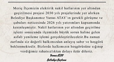 Meriç’te Elektrik Hatları Yer Altına Alınıyor