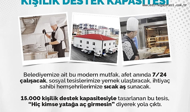 Mutfak Edirne 16 Şubat’ta Faaliyete Başlıyor