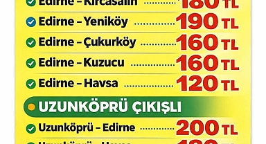 Uzunköprü–Edirne Otobüs Fiyatlarına Zam