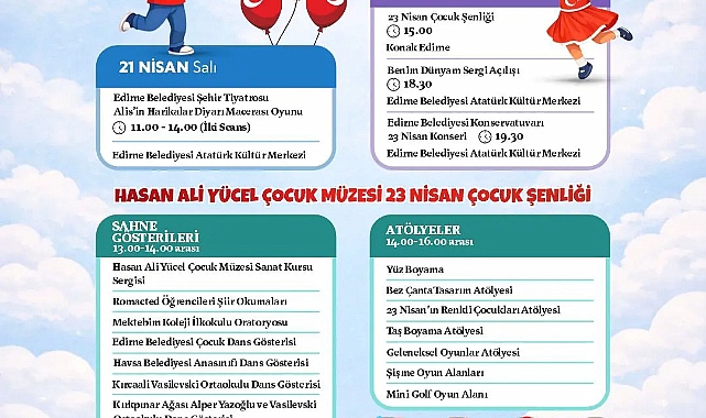 23 NİSAN COŞKUSU 3 GÜNE YAYILAN ETKİNLİKLERLE YAŞANACAK