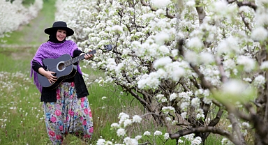 Meyve ağaçlarının çiçek açmasıyla bahçeler beyaza büründü