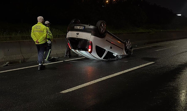 Takla atan otomobilin sürücüsü yaralandı