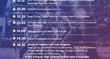 665. KIRKPINAR YAĞLI GÜREŞLERİ FESTİVALİ PROGRAMI AÇIKLANDI