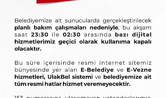 Edirne Belediyesi’nden Planlı Bakım Duyurusu