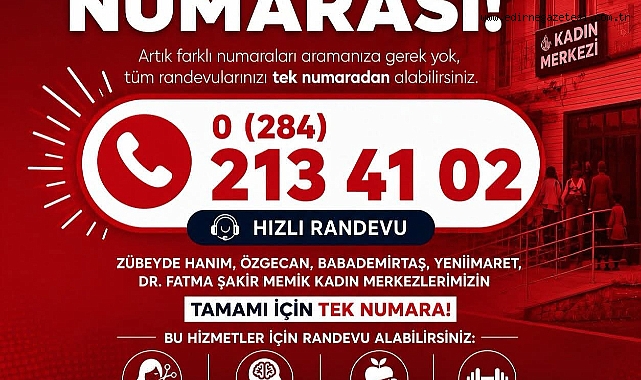 KADIN MERKEZLERİNDE TÜM HİZMETLER İÇİN TEK RANDEVU NUMARASI