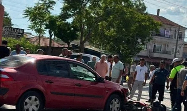 Otomobil ile Motosiklet Çarpıştı
