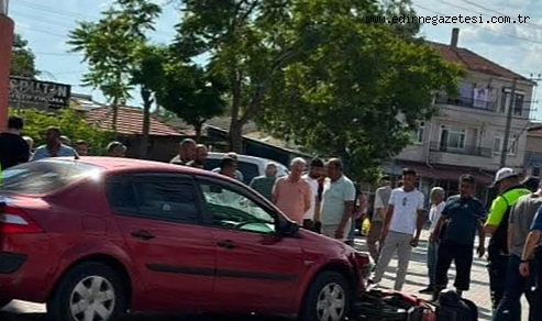 Otomobil ile Motosiklet Çarpıştı