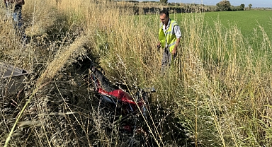 Su kanalına devrilen motosikletin sürücüsü hayatını kaybetti