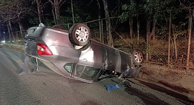 Takla atan otomobilin sürücüsü yaralandı