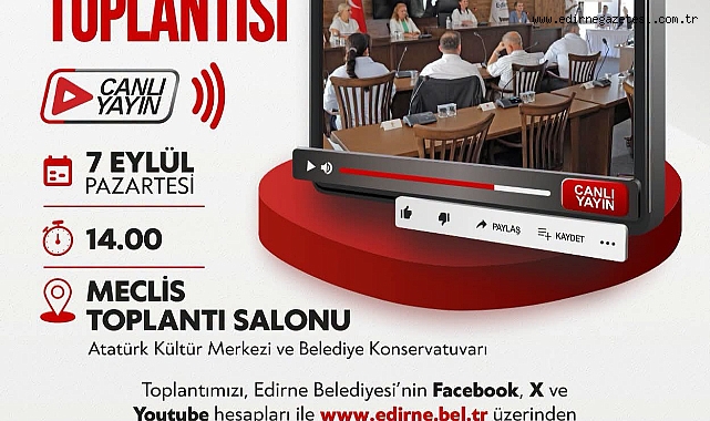 Belediye Meclisi 7 Eylül’de Toplanacak
