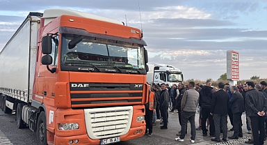 Hamzabeyli Sınır Kapısı'nda tır şoförlerinden eylem
