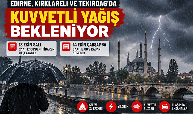 TRAKYA’YA KUVVETLİ SAĞANAK UYARISI